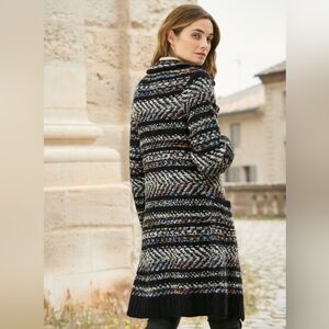 Peruvian Connection Alpaca Wool Long Multicolor Knit Cardigan Jacket